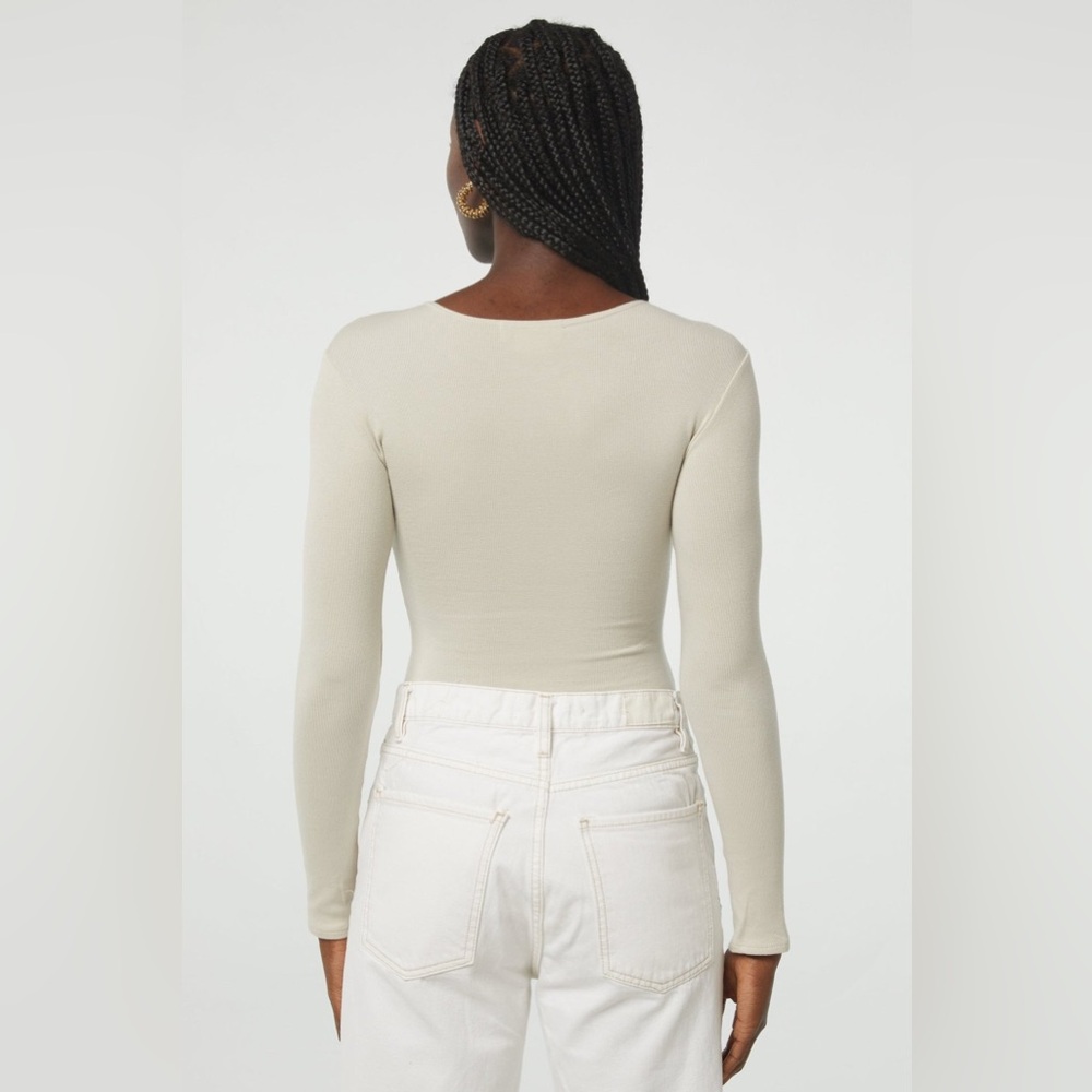 The Line by K Evelyn Asymmetrical Buttoned Long Sleeve Bodysuit - Picture 4 of 7